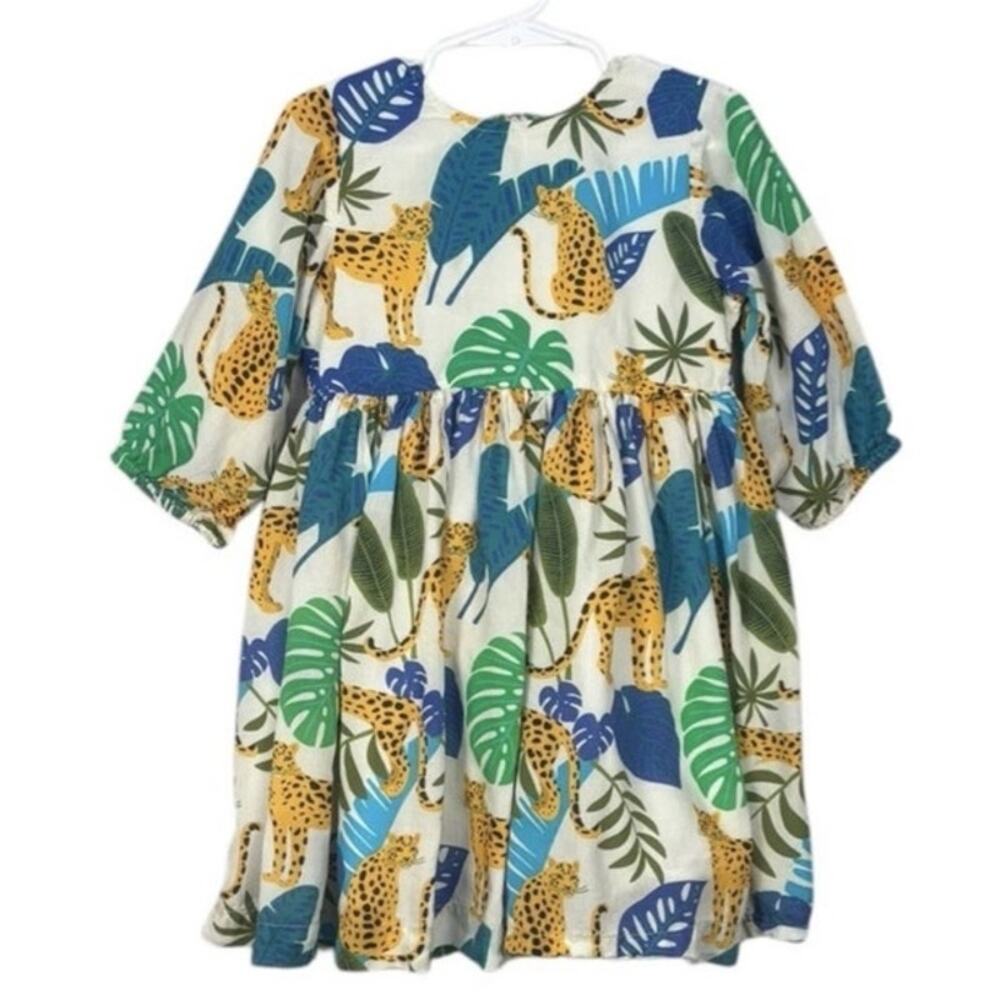 NWT Briton Court Girls 12 Tropical Leopard Cheetah Print Dress Vacation Tropical